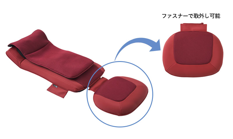 座面クッションはファスナーで取外しが出来ます。